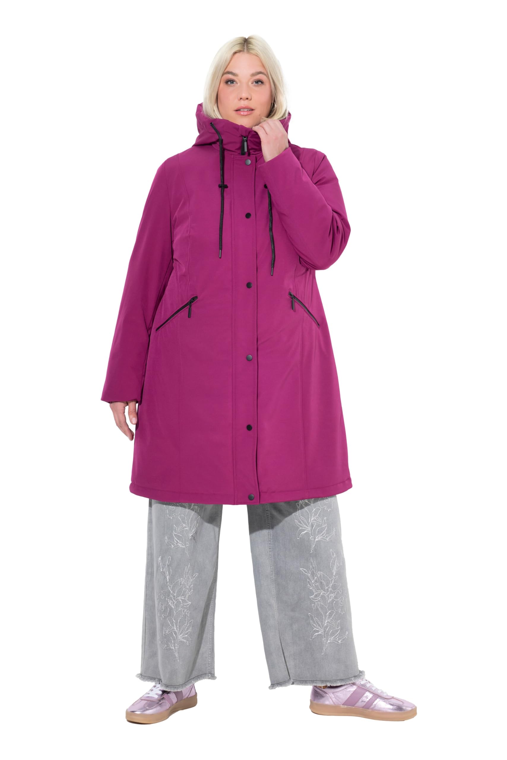 Ulla Popken Damen große Größen Übergrößen Plus Size HYPRAR Funktionsjacke, wasserabweisend, mit kontrastigem Innenfutter 821495