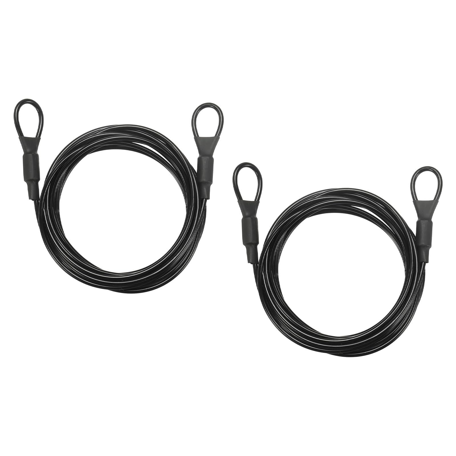 PATIKIL Security Cable Lock (2.5mm x 2m, 6.6ft, Black)(2Pcs) Vinyl Coated Galvanized Steel Flexible Wire Rope Safety Cable Luggage Lock with Double Loops for - Outdoor/Travel/Hanging