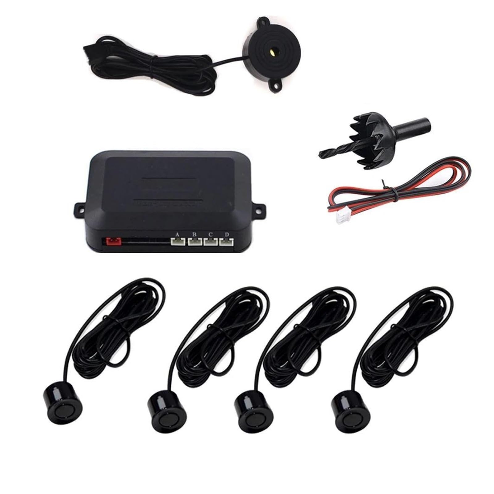 Sensori Parcheggio Kit Sensore Parcheggio Auto Cicalino 22MM Radar Retromarcia Backup Indicatore Allarme Sonoro Sonda 12V Per F&ord Per Focus 2 Sensore Assistenza Parcheggio(Color:Nero)