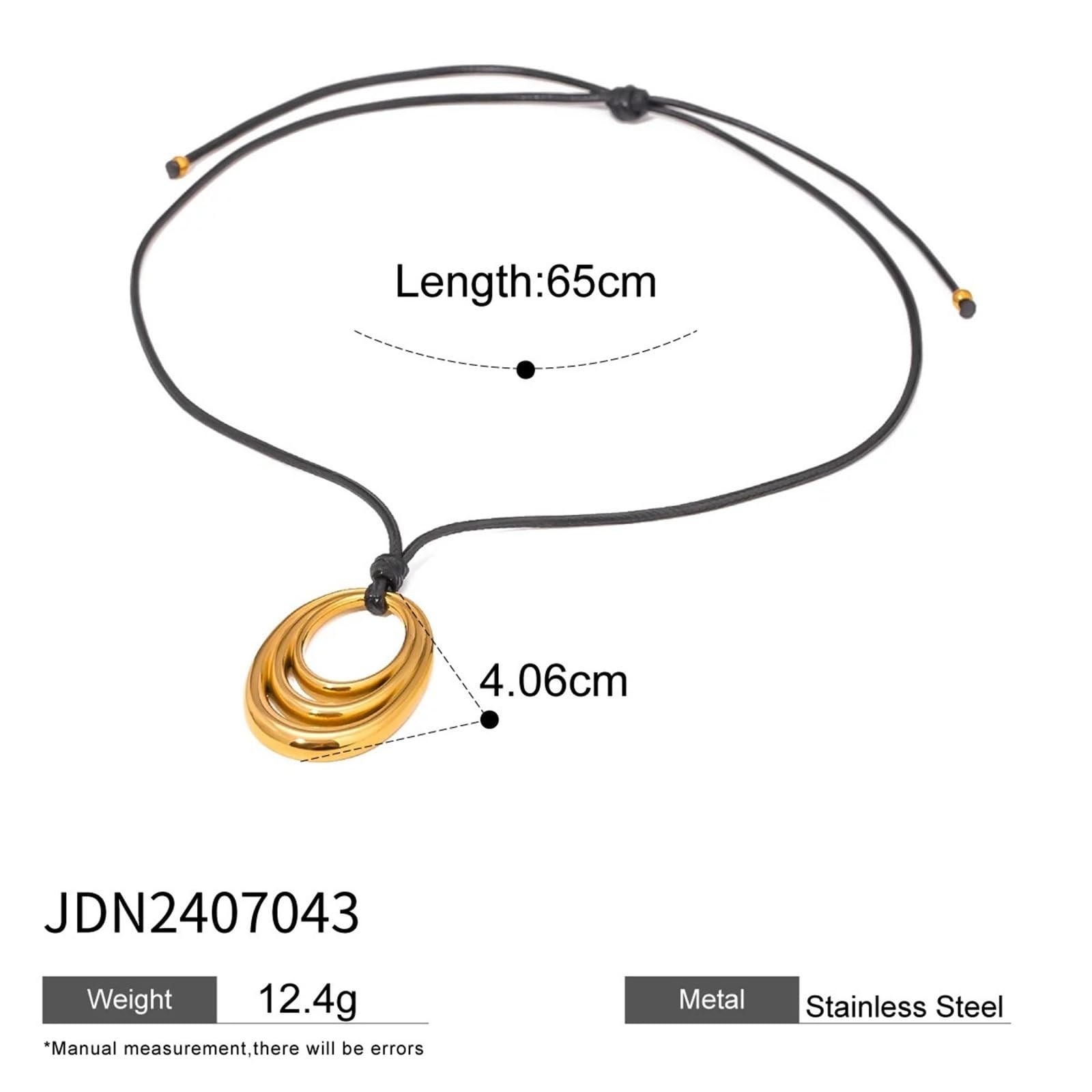 Collana in corda cerata in metallo con motivo geometrico irregolare in acciaio inossidabile lucido minimalismo for donna, 1 pezzo