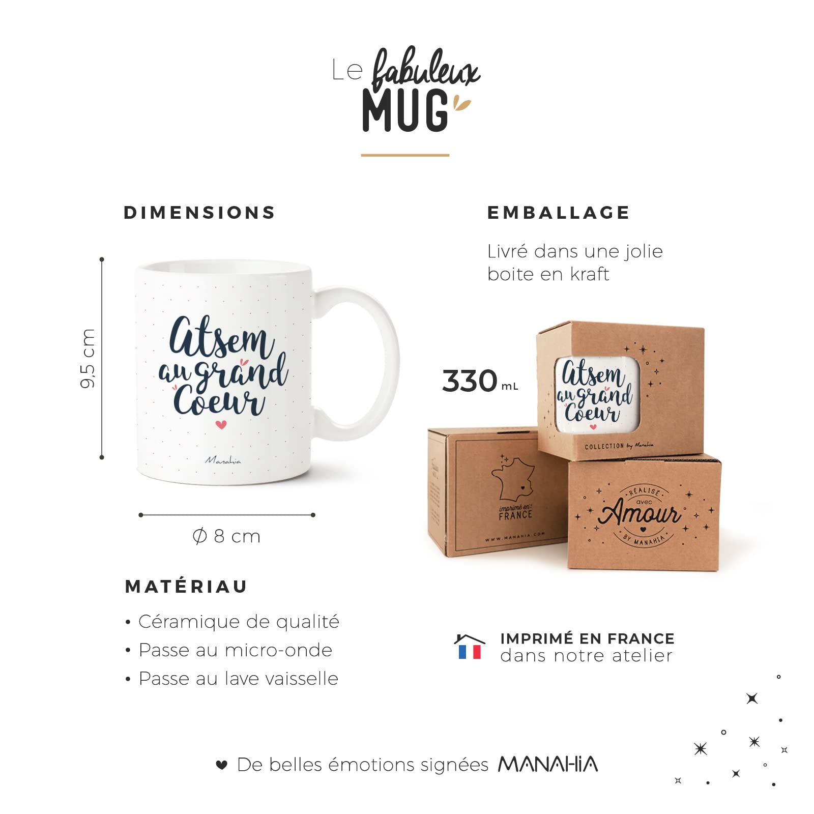 Mug AEHS, Mug AVS - Merci mon AESH de m'accompagner avec le cœur - imprimé en France