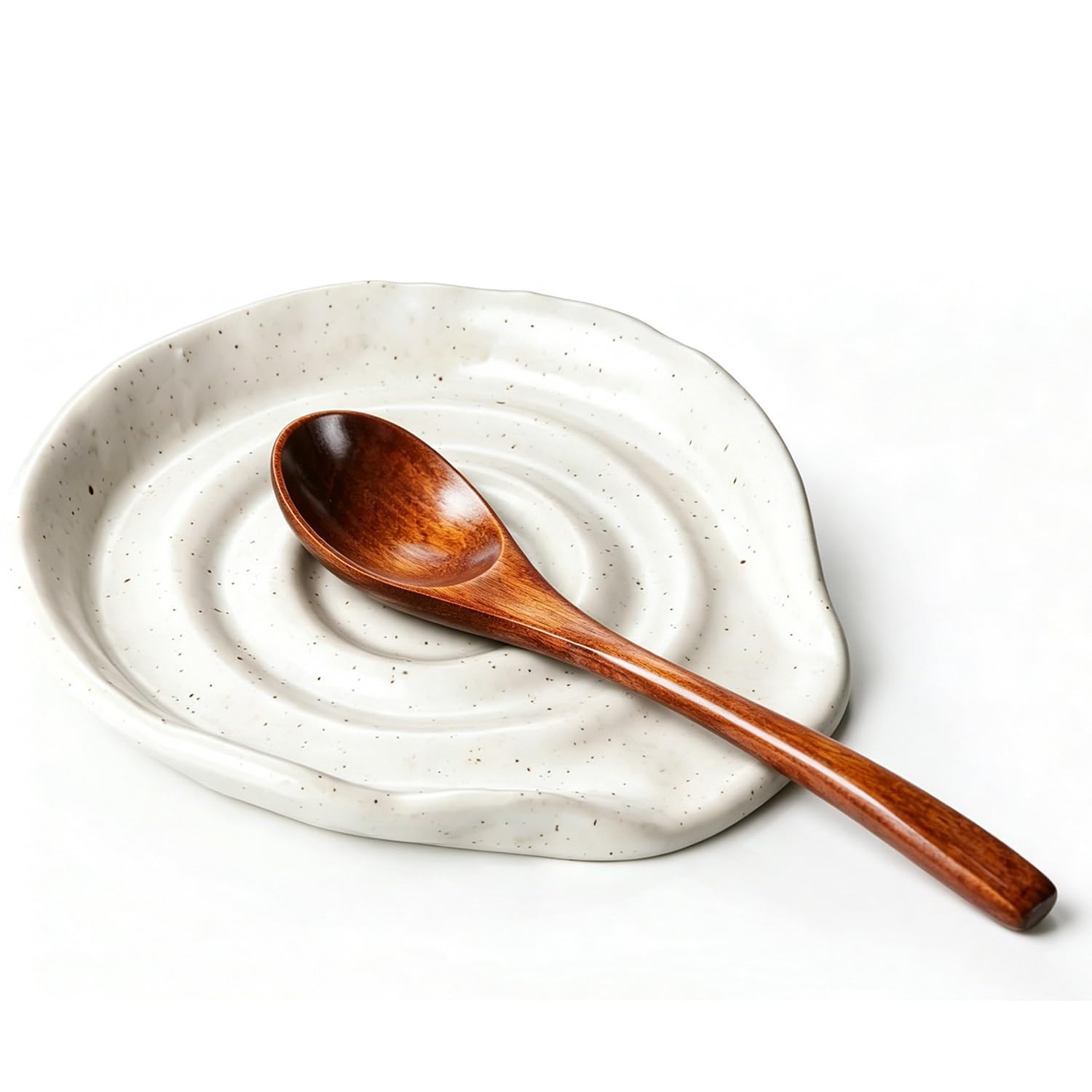 Spoon Rest for Kitchen Counter,Ceramic Spoon Holder,Ceramic Utensil Holder,Cooking Utensil Kitchen Spoon Rest -Essential Kitchen Gadgets & Accessories (Speckled White)