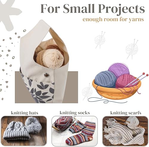 Miniatura 4 de Bolsa de tejer, bolsa de tejido ligera, organizador de bolsas de almacenamiento de hilo, bolsa de muñeca de punto de viaje, bolsas de mano de hilo