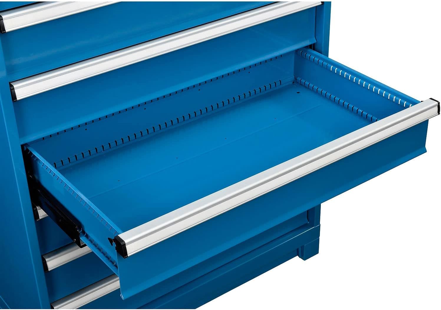 Global Industrial 14 Drawer Modular Cabinet, w/Lock, w/o Dividers, 36" Wx24 Dx57 H Blue