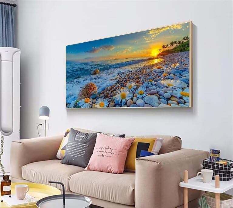 Broderie diamant kit complet plage grand format pour décoration murale