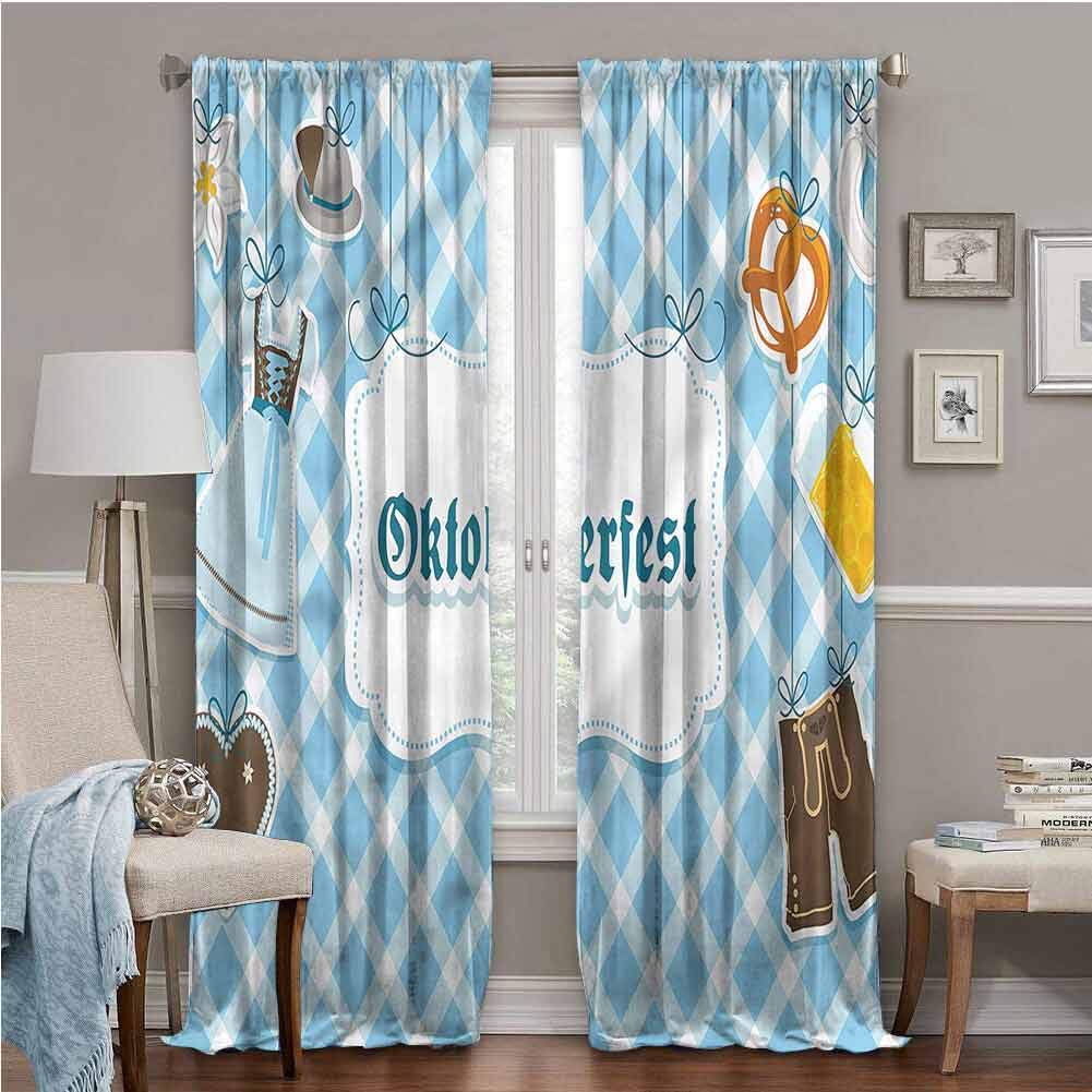 Oktoberfest Rod Pocket Blackout Drapes Curtains for Living Room 52W x 108L,Set of 2 Panels Dirndl Dress and Hat