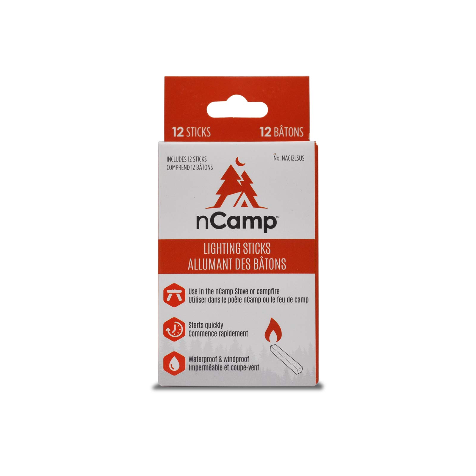 nCampFire Starter Sticks, Lighting Logs for Camping Campfire Tailgating Outdoor Cooking Fireplace Emergency Wood Stove, Weatherproof (12 Pack)