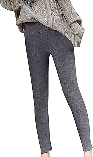 Jamicy Damen Thermoleggings Gefüttert Dicke Kaschmir Samt Winter Warme Hose Bequem High-Waist with-Fleece-Strumpfhose Mond...