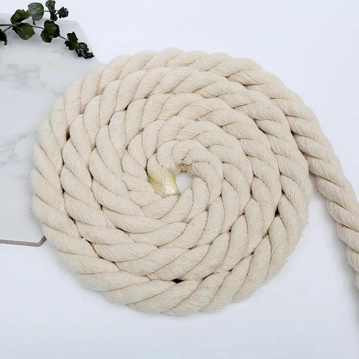 Cordón De Macramé Hilo Trenzado Algodón Beige Macramé Cordón Trenzado Cuerda 3 Hilos 5-8mm 5-10m(10meters,8mm)