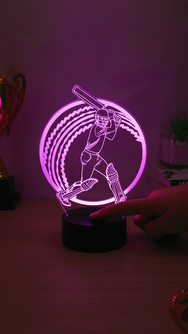 Image of OkiyiD Cricket Gifts for Boys, Cricket Ball 3D Illusion Lamp Night Light with 16 Colors Remote Control, Cricket Accessories Stuff Gift for Boys Men Athletes Birthday Xmas Decor