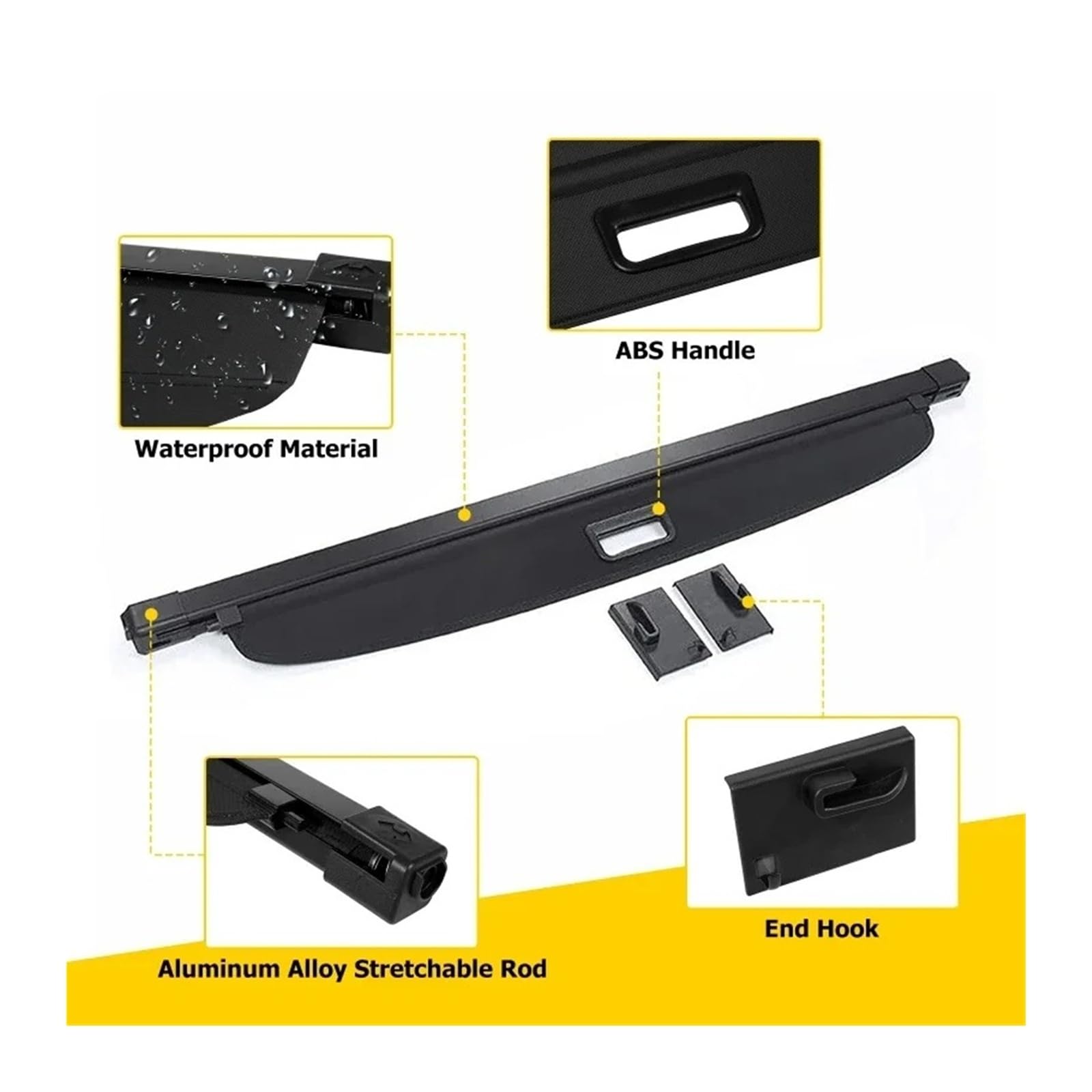 Cache-Bagages arrière Coffre pour Ford pour Bronco 2021-2024 2025 2026 + (Uniquement pour La Version Souple 4 Portes) Pare-Soleil Protection Coffre Rétractable Noir