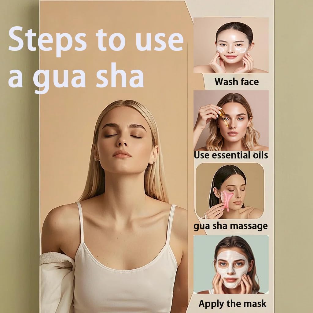 XQBX 4-in-1 Facial Gua Sha Tool – V-Lift Contour Sculptor for Defined Jawline & Cheekbones | Anti-Aging Face & Body Massager | Handcrafted Skincare Tool