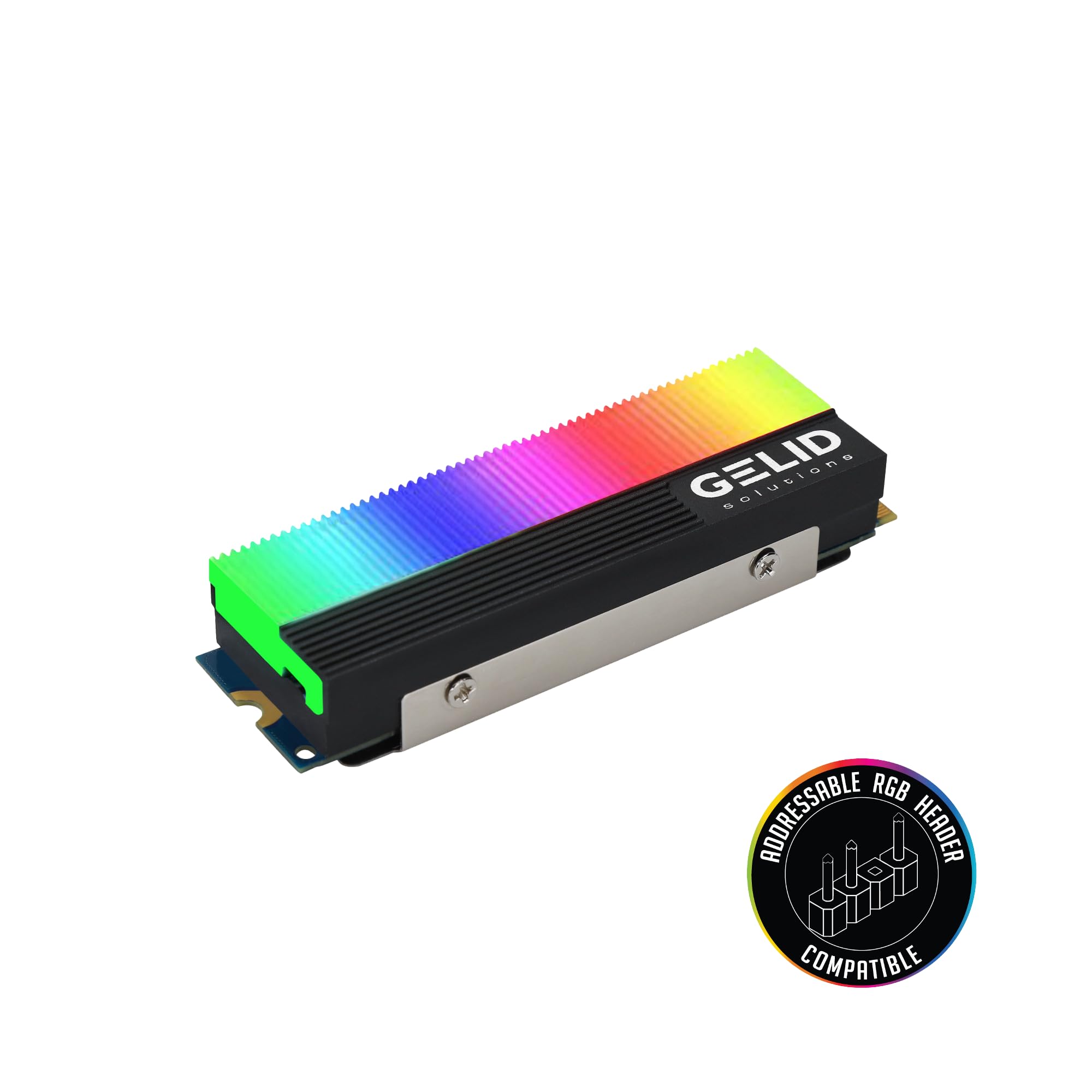 Gelid SolutionsGlint - ARGB M.2 SSD Cooler - Fits 2280 SSD - ARGB Sync - 73x24x15mm - Aluminum