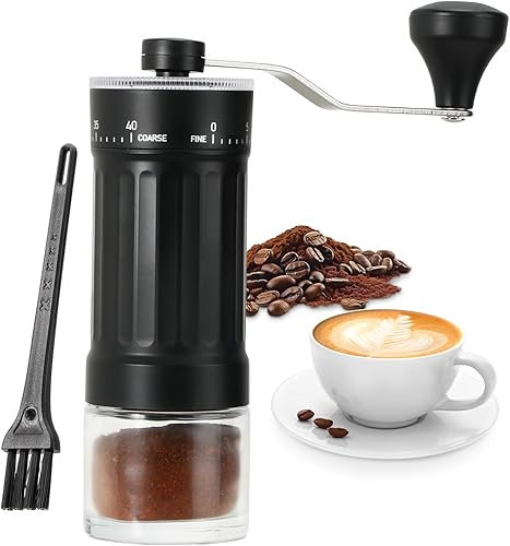 Miniatura 1 de Molinillo de café manual, cafetera de 0.88 oz de capacidad con 40 ajustes externos ajustables, molino cónico de cerámica para verter espresso,