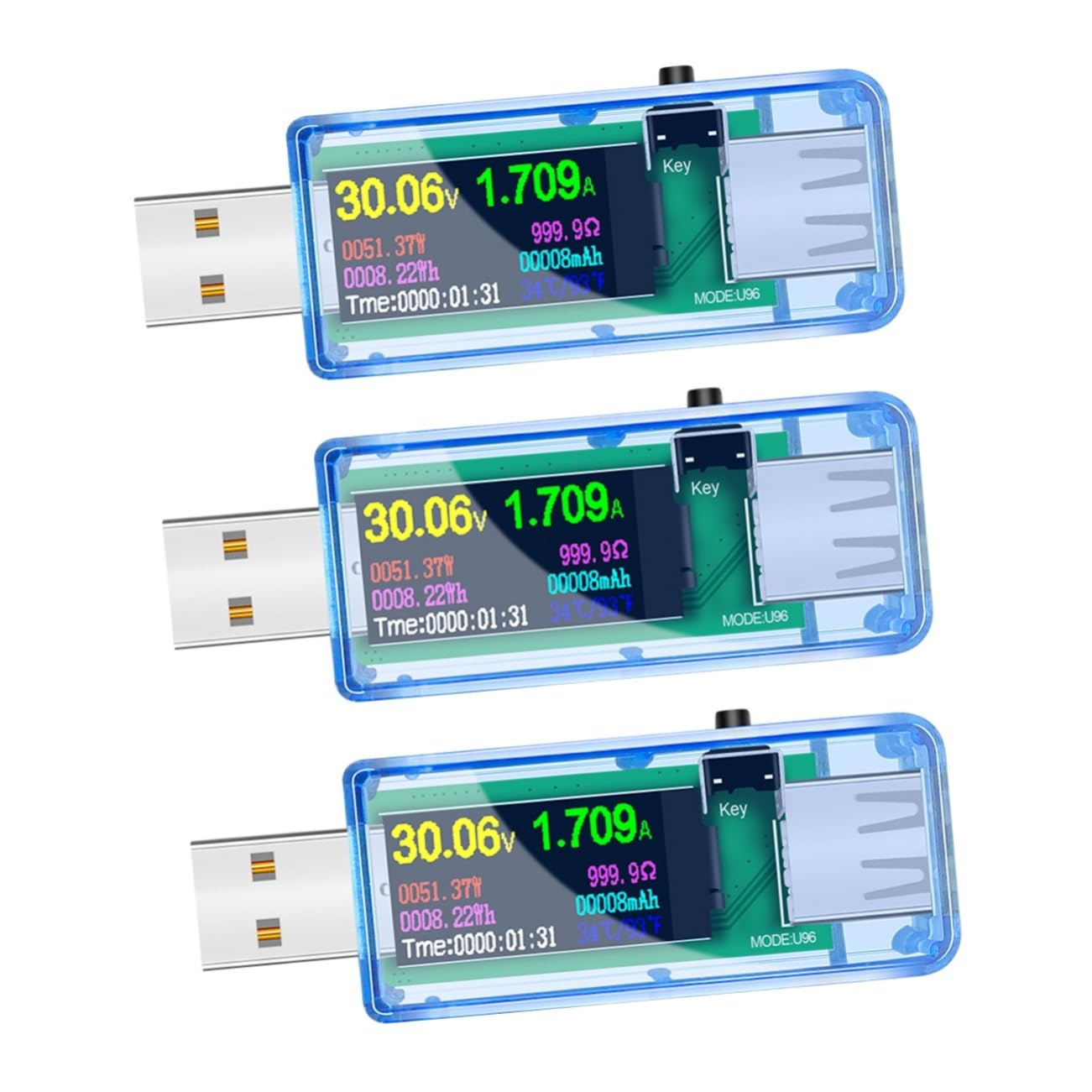 jojofuny 3pcs USB Voltage Tester Multimeter Accurate USB Power for Charging Devices LCD Display for Voltage Power and Capacity Monitoring-image-7