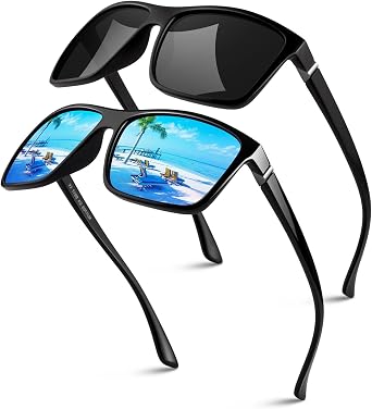 GQUEEN Retro Polarized Sunglasses Men Womens Sports UV400 Protection Rectangular Square Frame