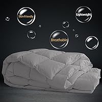 Vista 4 de CYMULA - Edredón de plumón de tamaño completo, para todas las estaciones, color gris oscuro, con 8 lengüetas, ligero, con costuras en caja, mullido