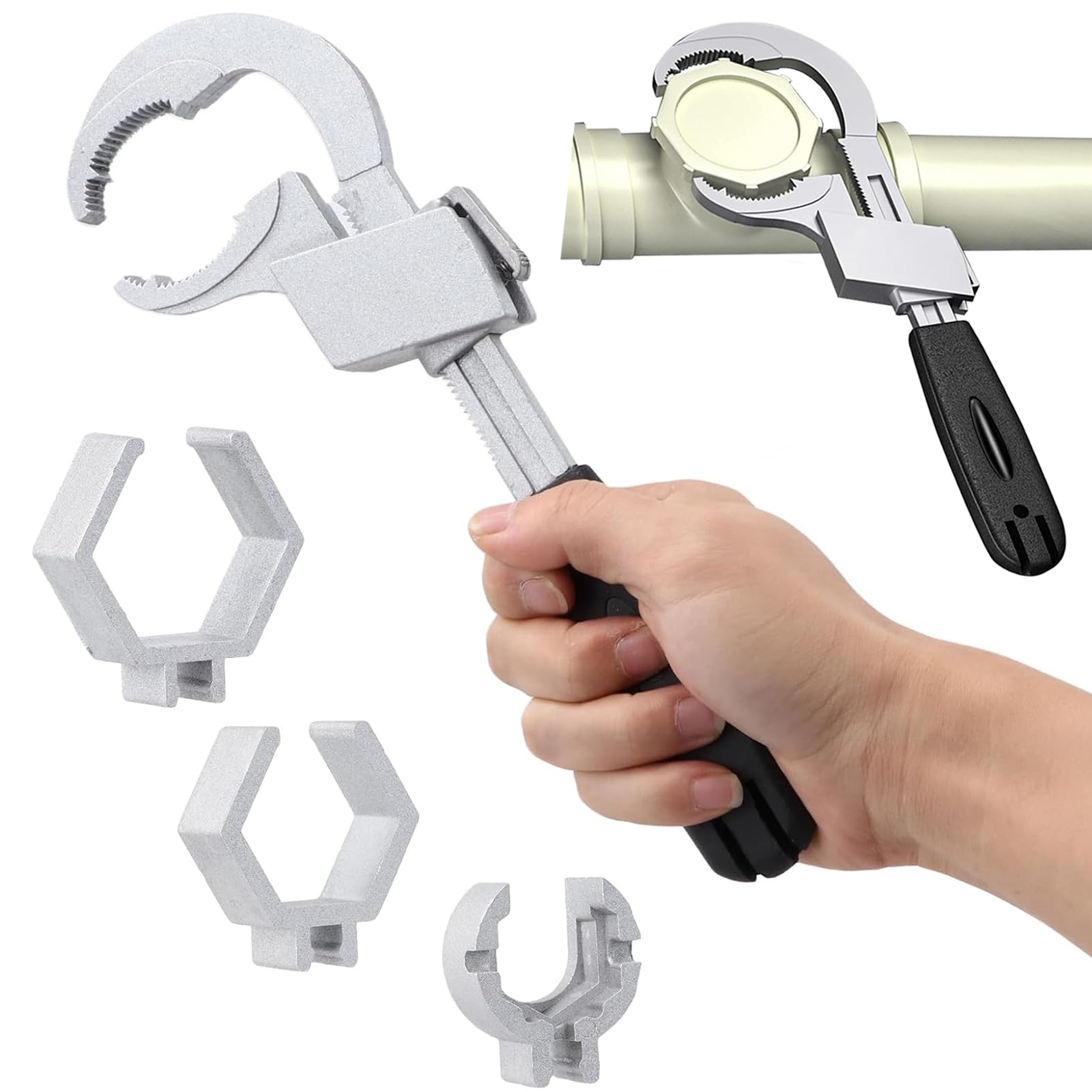 Llave de Doble Extremo Ajustable,Llaves Universales de Doble Ataque,Multifuncional Agua Tubo Llave (B)