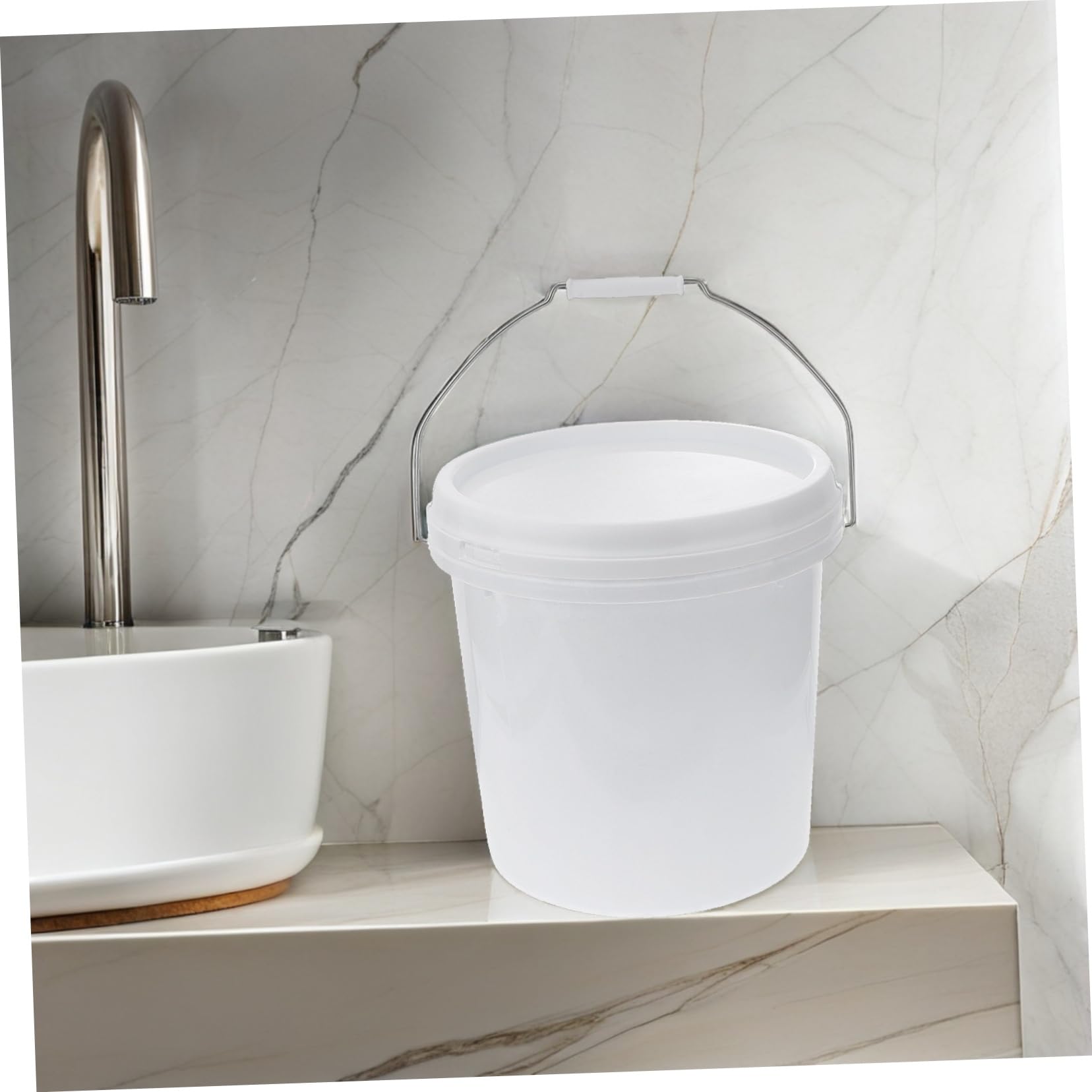 Secchio Manico Coperchio di 5l Plastica Bianco Vernice