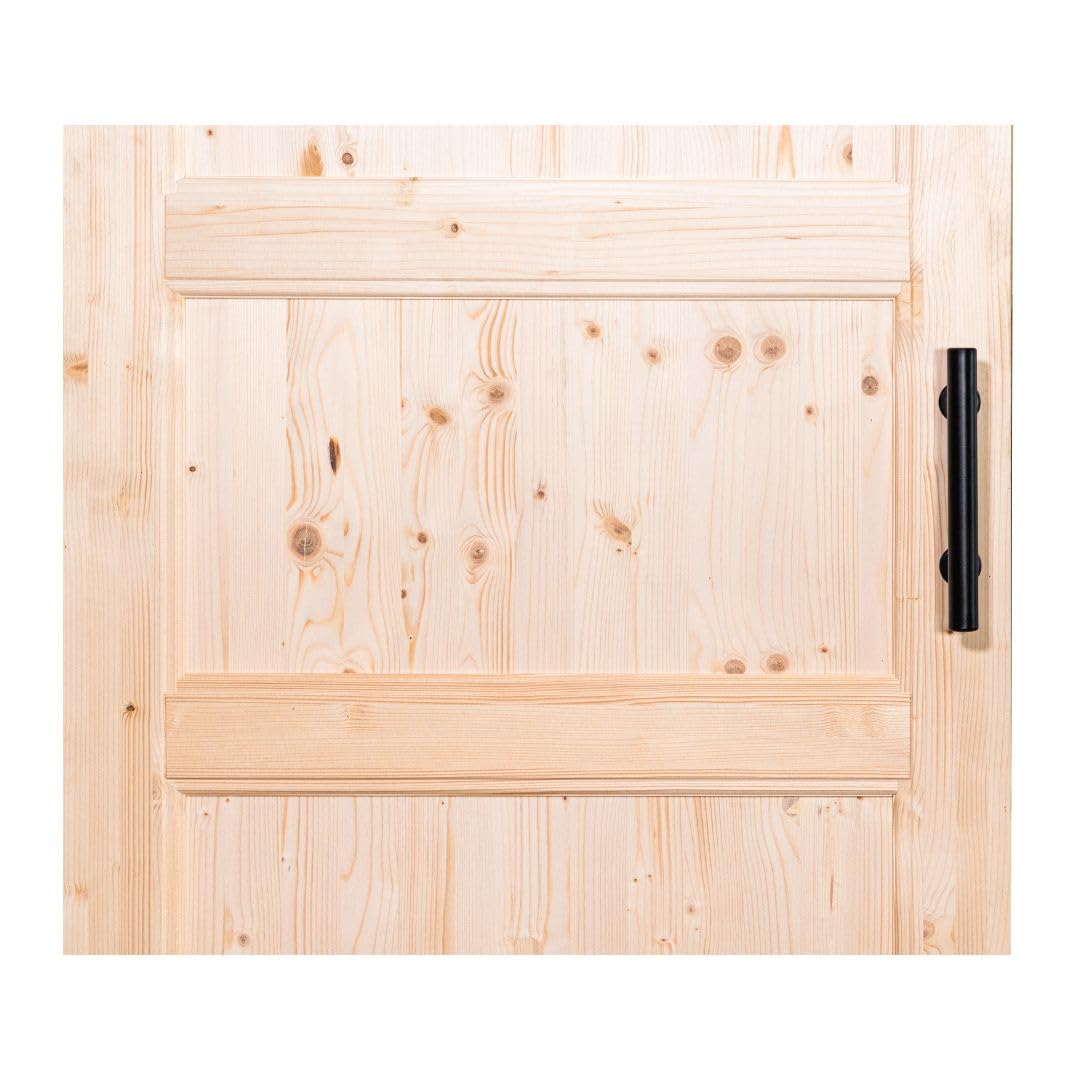 Porta Abete Grezzo Scorrevole Esterno Muro - 210 x 70 - Reversibile - Kit Carrello e Maniglia Incluso