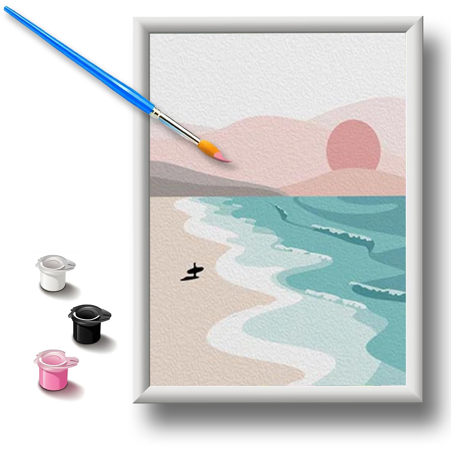 Dipingere Con I Numeri Per Bambini - Kit Paint By Numbers Con Gatti - Include Tela, Colori E Cornice - Età 5-11 Anni - 2