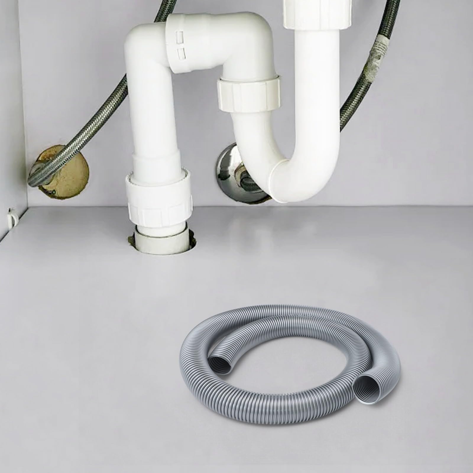 Rallonge de tuyau d'aspirateur 50 mm, diamètre intérieur fileté, pièce de rechange 3/4 mètres de long, gris, qualité industrielle, 3 mètres 4 m (4 m)