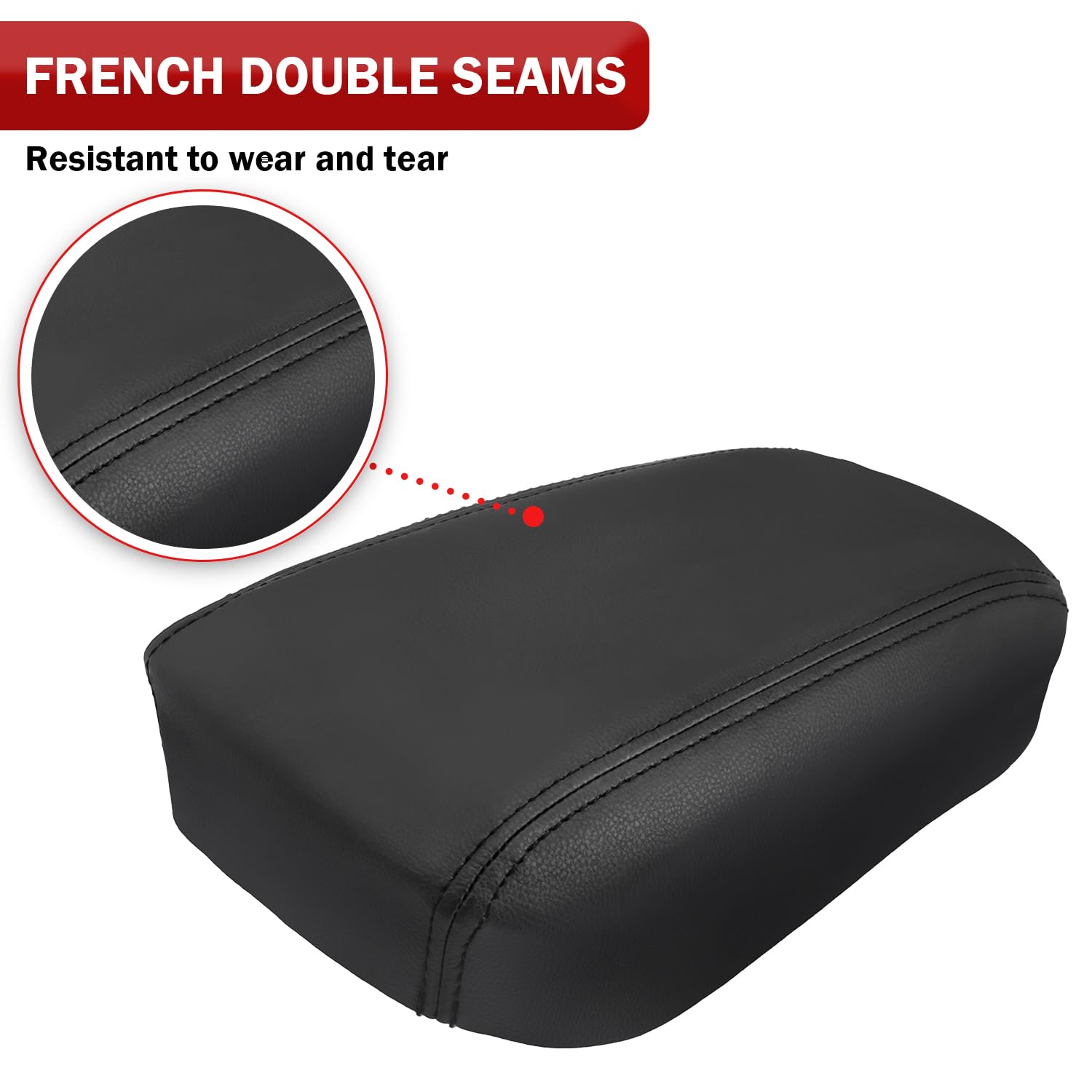 KBH Center Console Armrest Cover Replacement for Ford Fusion 2013 2014 2015 2016, Middle Console Lid Upholstery Accessories, Vinyl Leather, Anti-Scratch, Black