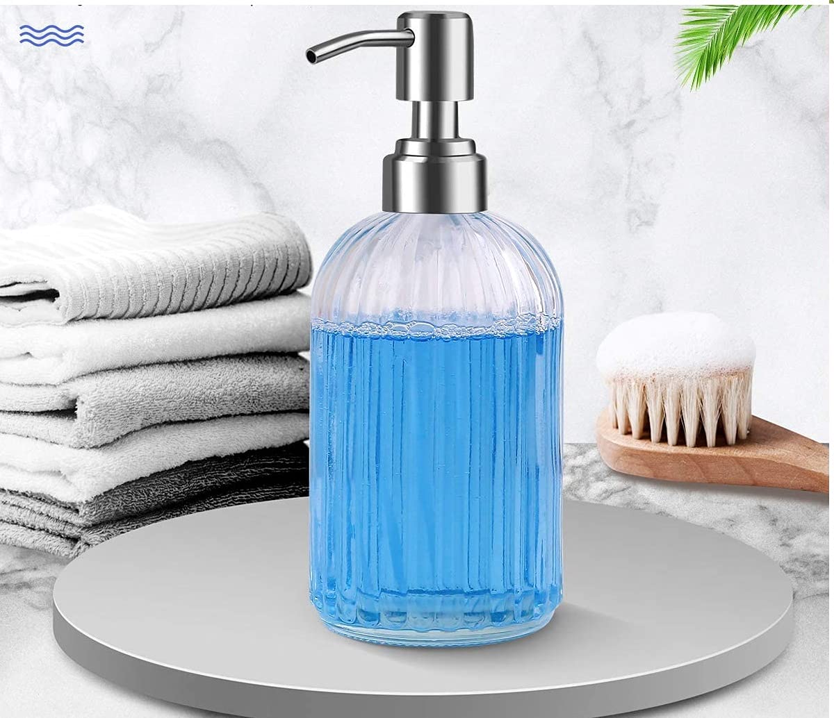 Luxansa Pack of 1 Clear Glass Soap Dispenser Set for Bathroom, Liquid Hand Soap Dispenser Bottle with Pump, Wash Basin, Handwash Liquid Bottle, Glass Sanitizer Hand Dish Dispenser for Kitchen