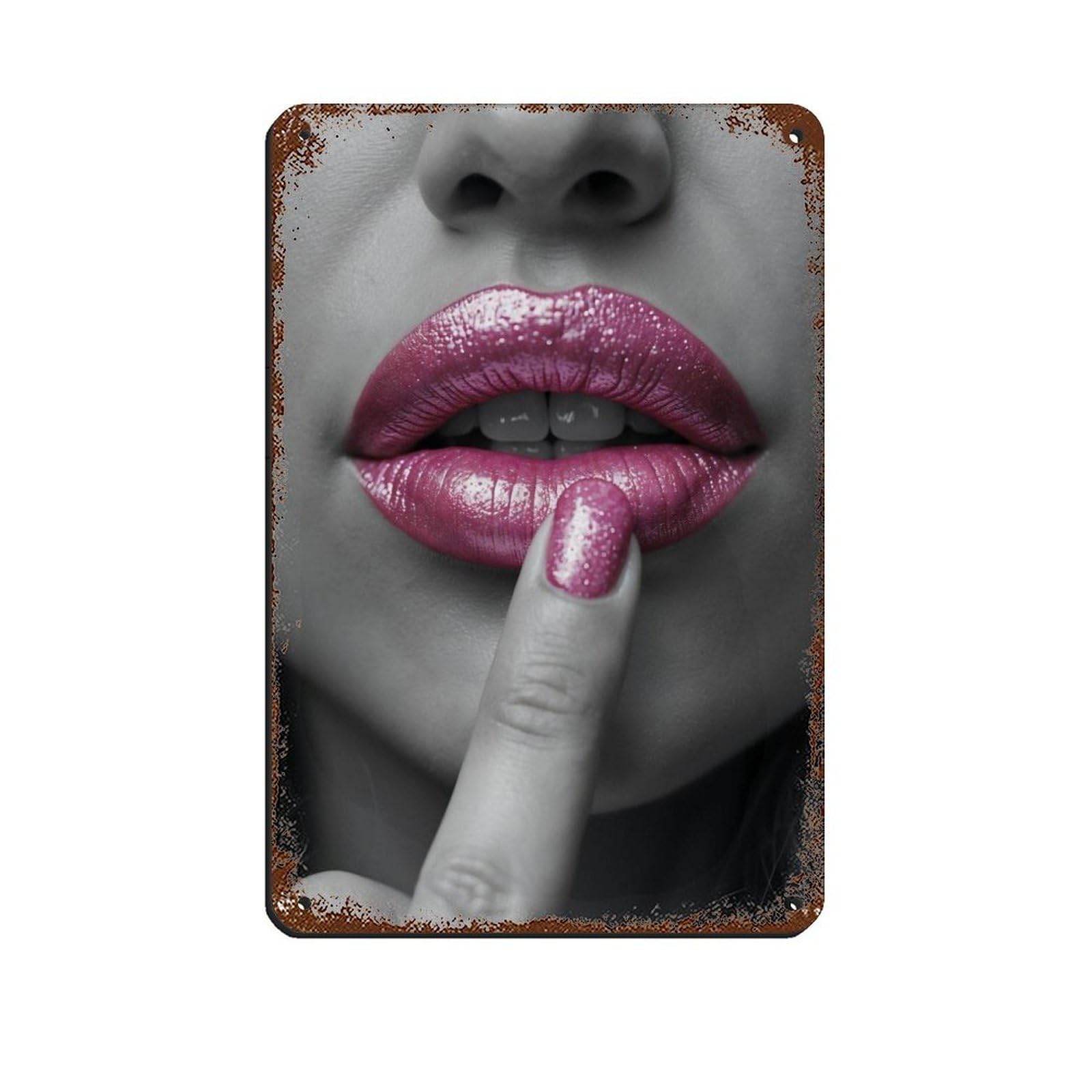 Glamorous Lip Art Stylish Pink Lips Retro Poster Metal Tin Sign Chic Art Retro Iron Painting Bar People Cave Cafe Family Garage Poster Wall Decoration 8x12inch(20x30cm)