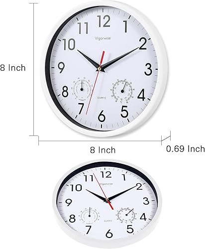 Miniatura 3 de Reloj de pared, movimiento silencioso y preciso con temperatura y humedad, decorativo para cocina, sala de estar, dormitorio, oficina, escuela, aula