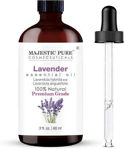 Majestic Pure Essential Oil with Glass Dropper - 100% Pure and Natural - Essential Oils for Diffuser, Aromatherapy, Soap and Candle Making, Lavender