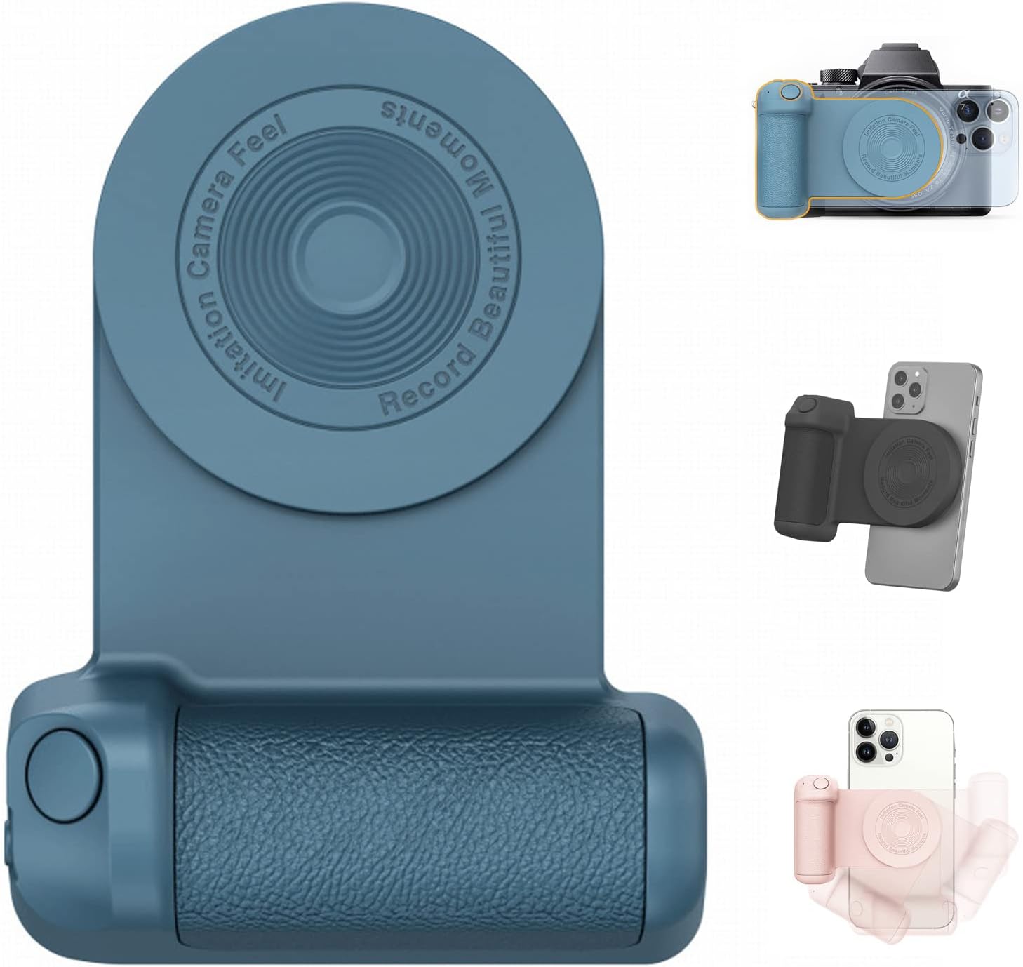 JarttarnNew Magnetic Camera Handle Bluetooth Bracket, Magnetic Anti-Shake Handle Photo Stand, Smartphone Selfie Grip Bluetooth Stabilizer Mount for Selfie Lovers (Blue)