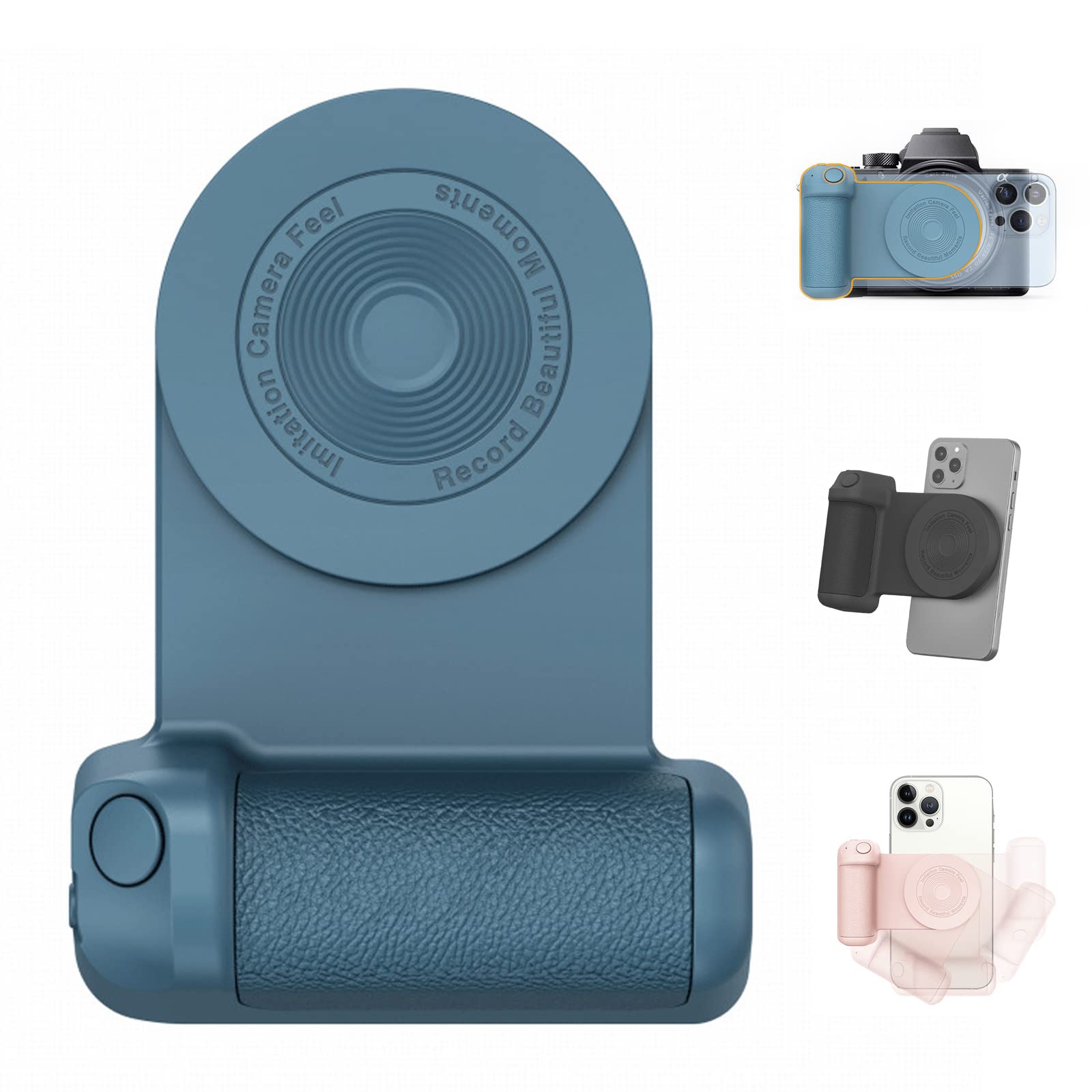 JarttarnNew Magnetic Camera Handle Bluetooth Bracket, Magnetic Anti-Shake Handle Photo Stand, Smartphone Selfie Grip Bluetooth Stabilizer Mount for Selfie Lovers (Blue)