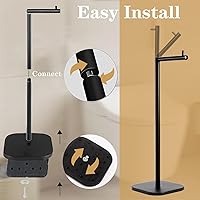 Vista 9 de Soporte de papel higiénico, almacenamiento de papel higiénico independiente para baño, soporte de papel higiénico de acero inoxidable con reserva