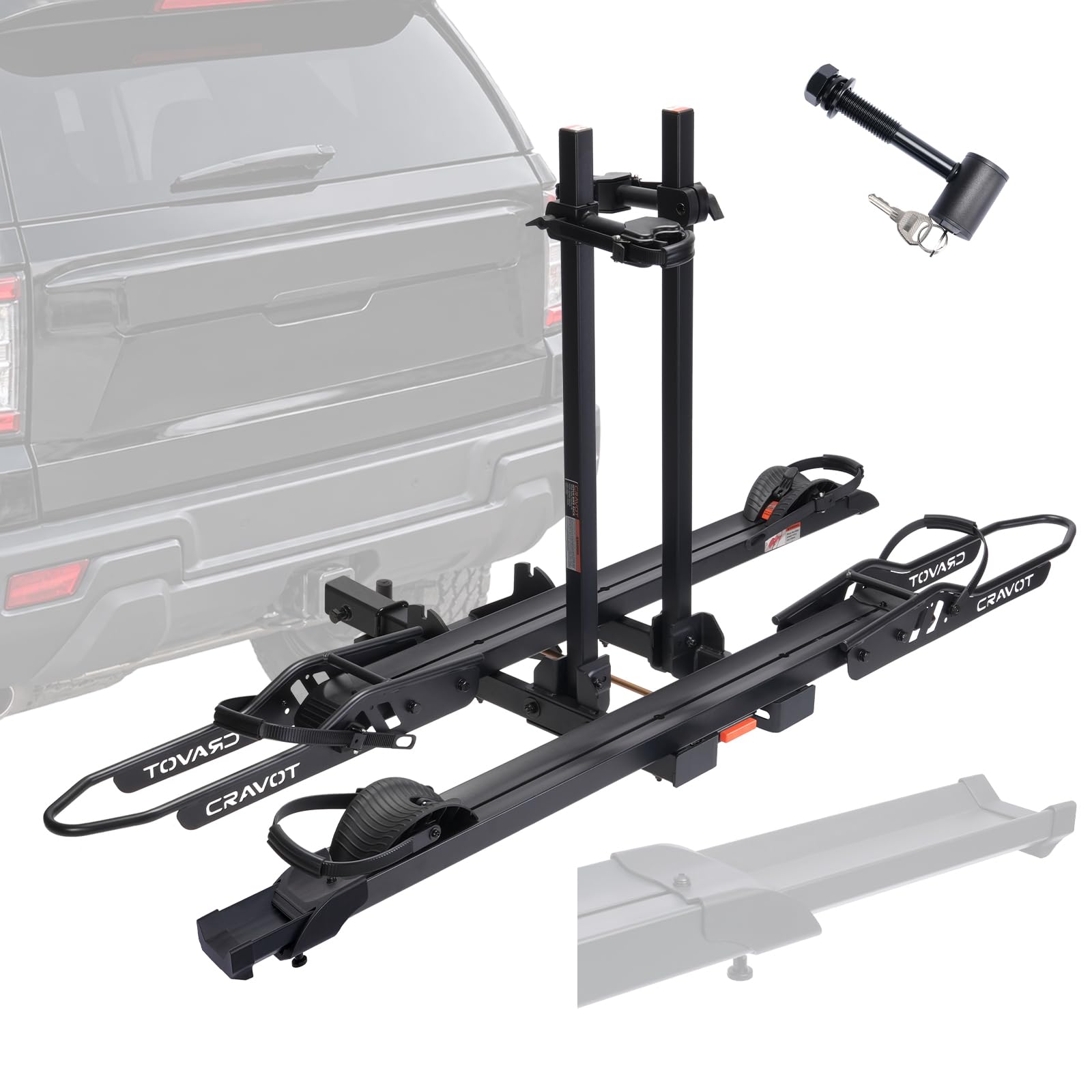CRAVOT S2 Evo Hitch EBike Rack with Integrated Ramp,300lbs Capacity