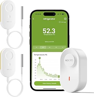 MOCREO WiFi Thermometer Freezer Alarm, Email Alert, App Notification, Data Record Export, No Subscription Fee, 2 Remote Wireless Temperature Sensors for Refrigerator, Freezer, Hot Tub