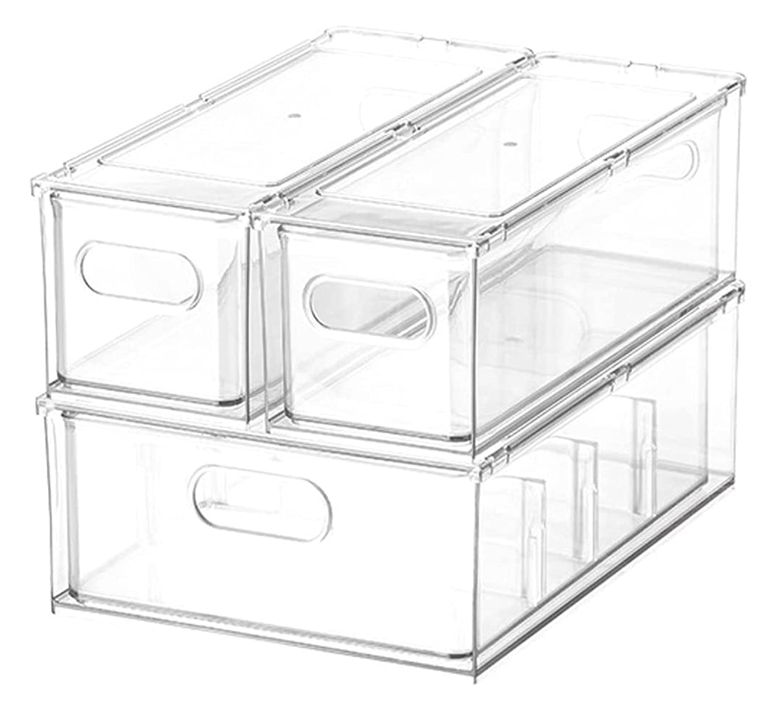 Buy HXR Fridge Drawer Set Stackable Organizer Box Clear Pull Out