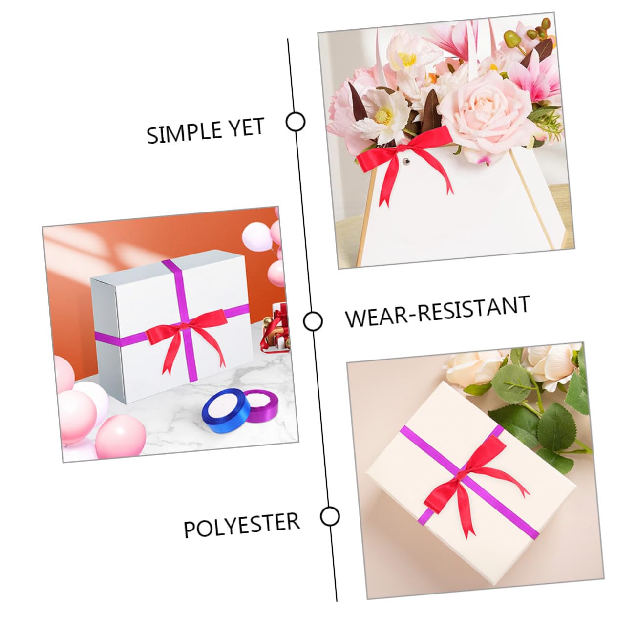 Homoyoyo 12rollen Bunte Geschenkbänder Dekorative Verpackungsbänder Geschenkbänder zum Basteln und Dekorieren Polyester Bänder für Geschenke und Blumenarrangements