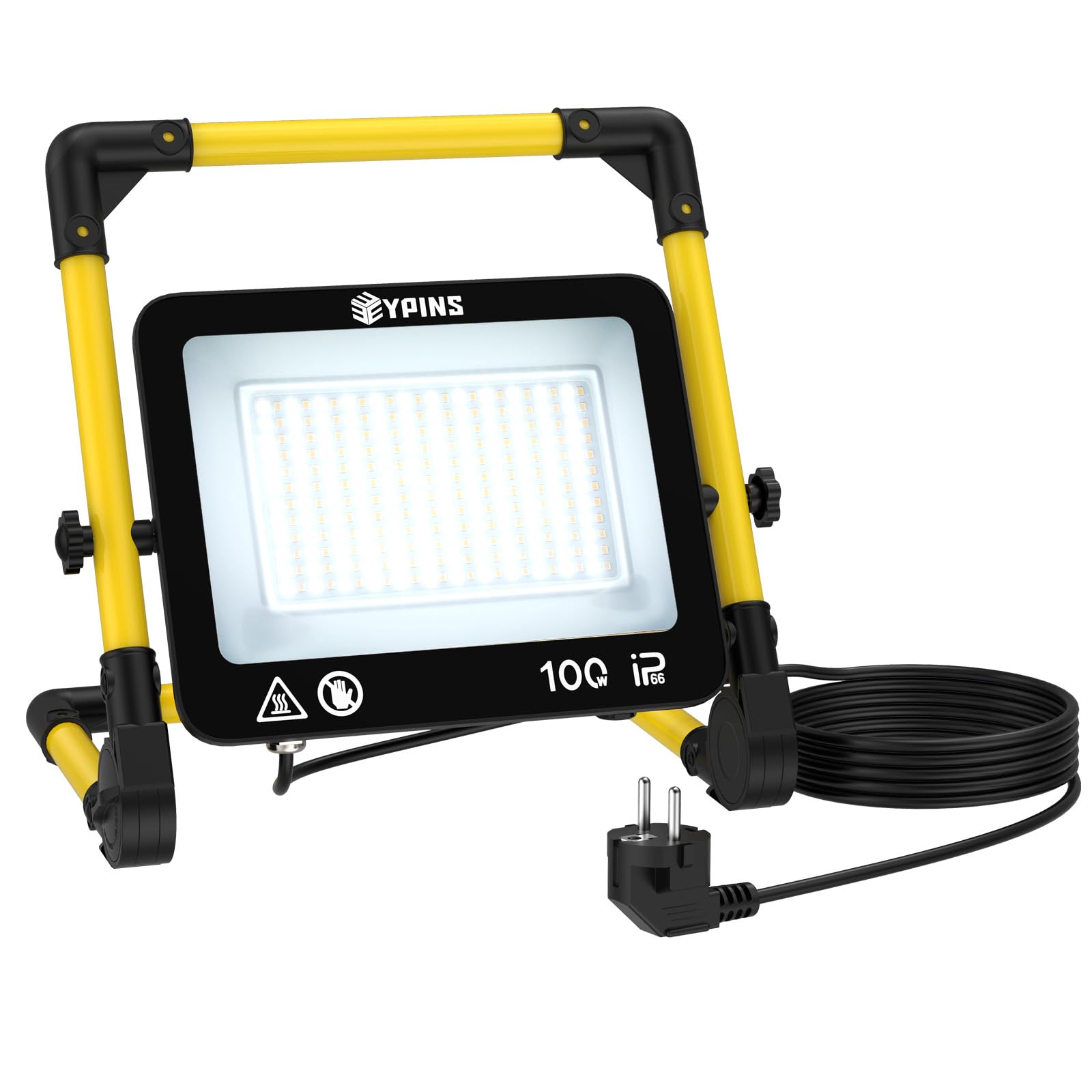 EYPINS Faro da Lavoro 100W 8700 Lumen 3 Temperature Colore Regolabili 3000K/5000K/6500K IP66 Impermeabile Cavo 5 Metri con Interruttore Faretto LED da Cantiere per Officina Riparazioni e Garage