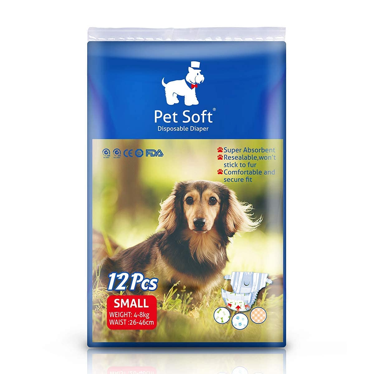 PetVogue Petsoft Disposable Pet Diapers for Female Dogs Super Absorbent and Soft Heating and Pee Liners Small Size, Including 12 Puppy Diapers for Dogs and Cats (B08KHNGJ4Y) Amazon Price History, Amazon Price Tracker