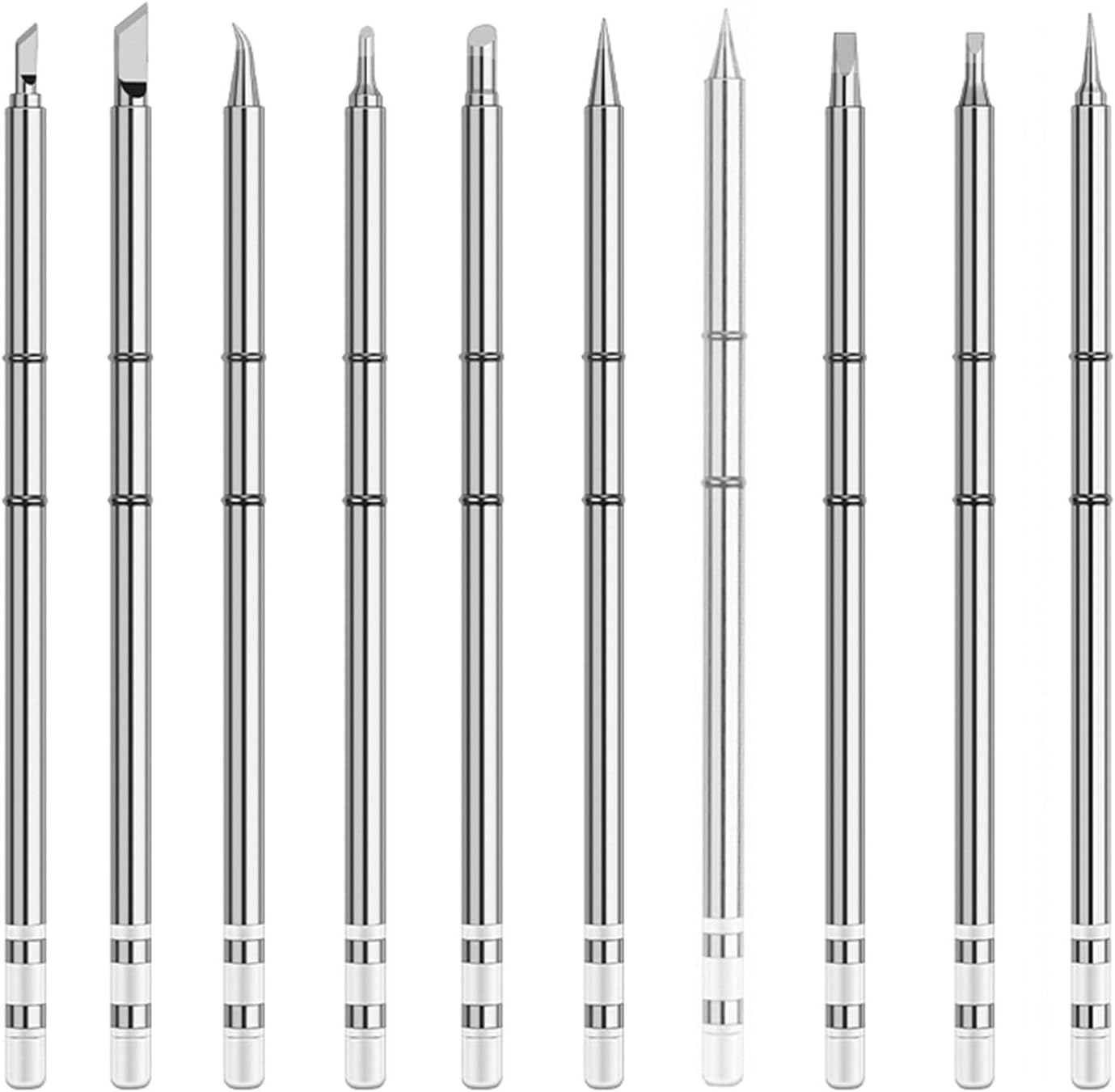T12 Soldering Iron Tips,10Type Solder Tips T12-C4 BC2 BL K KU D24 D4 JS02 I I...