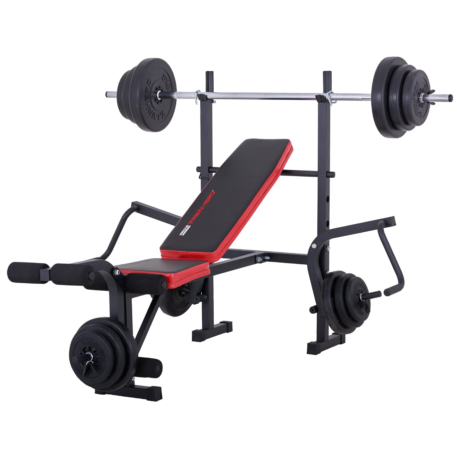 TrainHard Multifunktion Hantelbank klappbar mit Beincurl Butterfly, geprüft und zertifiziert nach EN957 / optional: Hantelset aus Langhantel Kurzhantel