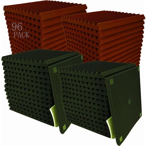 96 PACK Medium Sale Acoustic Foam Soundproof foam (Black/burgundy) Cover