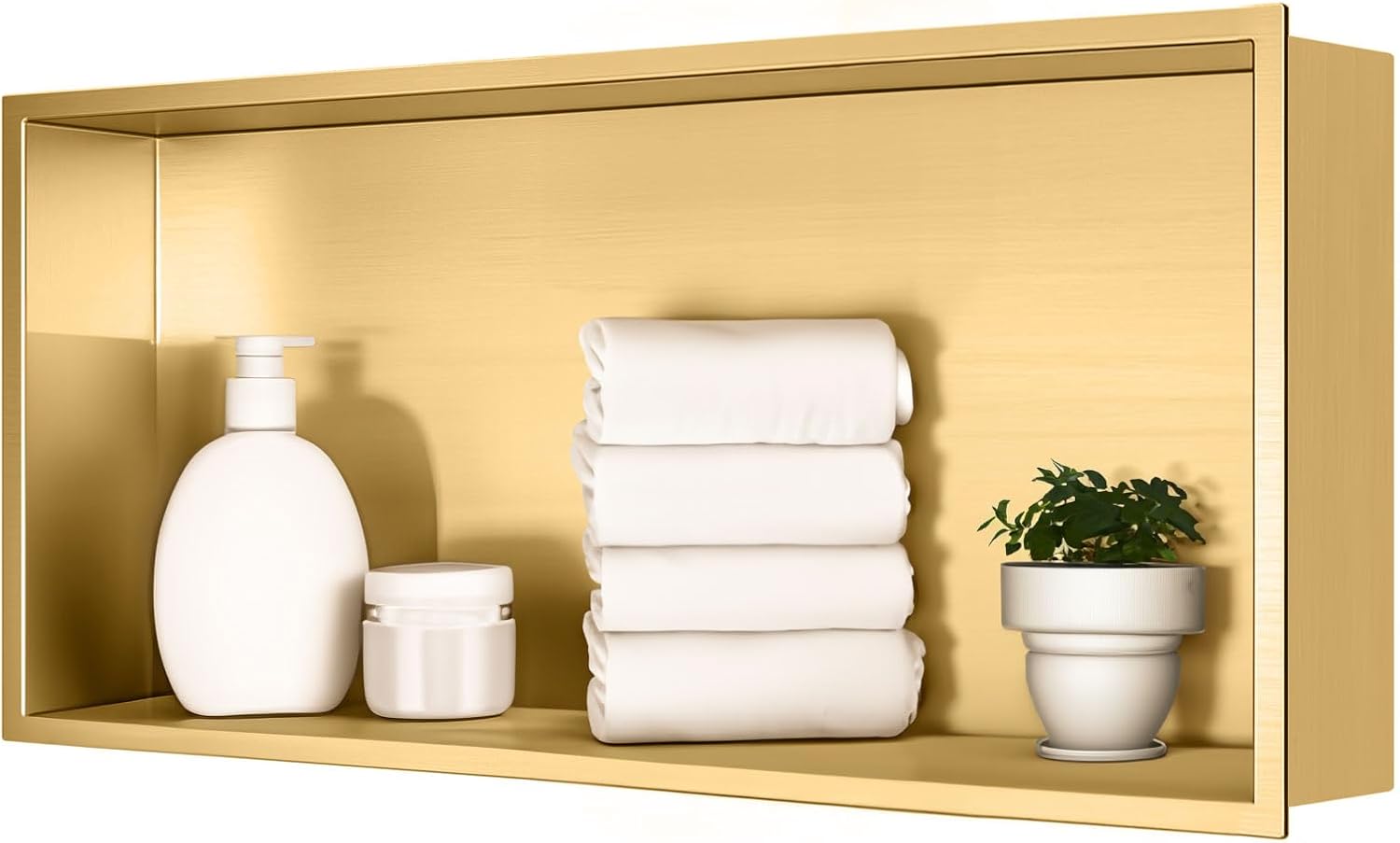 Shower Niche, Stainless Steel Modern Bathroom Niche, No Tile Needed Recessed Shower Shelf Organizer for Storage, Rose Gold, 12"×24" Rose Gold 12"×24"