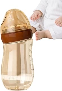 Milk Feeding Bottle Slow Flow Glass 15-Degree Slanted Dispenser | Breast Nipple Feeding Bottle for Boys Girls Grandparents Home Travel Picnic Short Trips