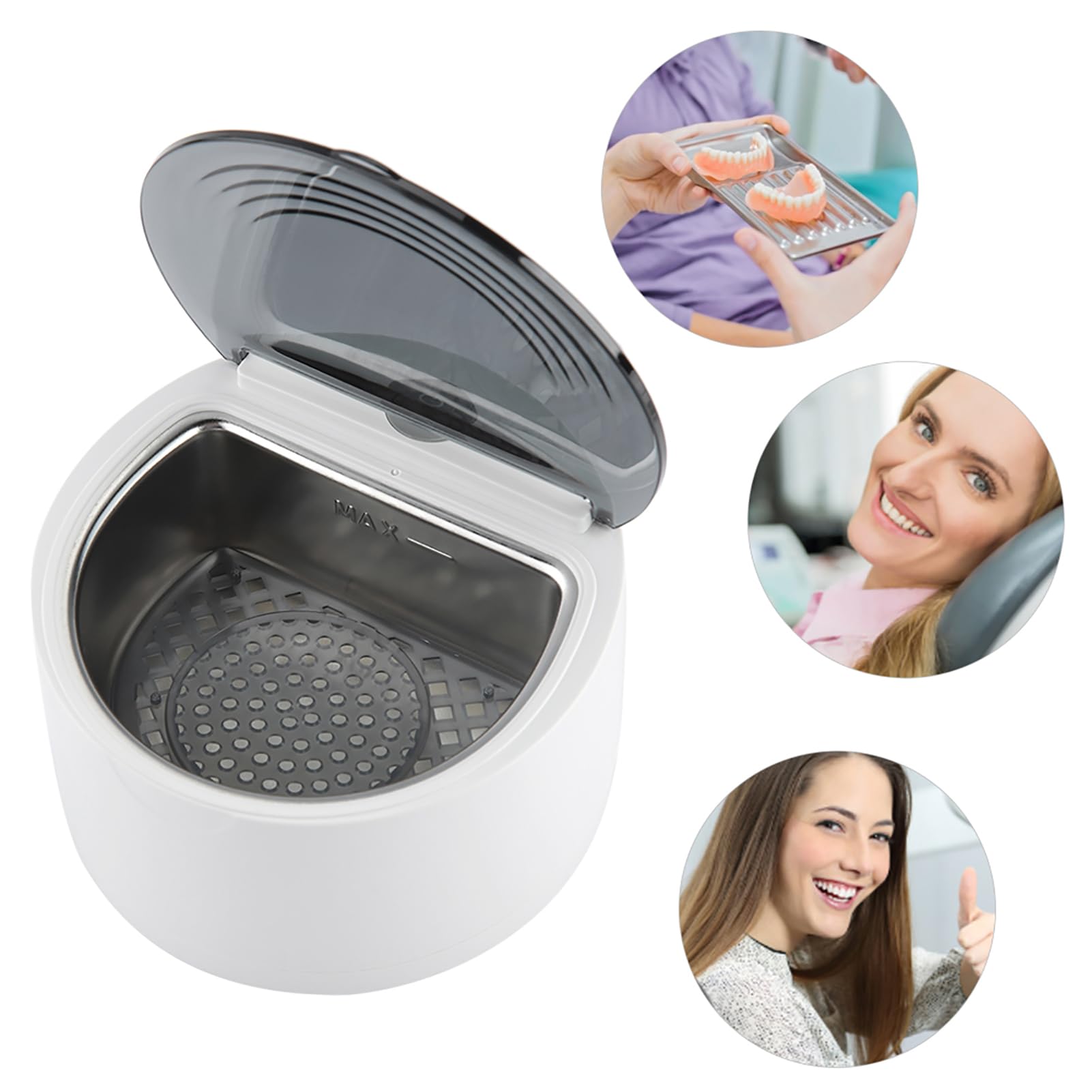 Appareil de Nettoyage de dentier Nettoyeur ultrasonique de dentier Soin Professionnel de prothèse de Machine de Nettoyage de Garde de Bouche de retenue Professionnel nettoyant protège-Dents (EU Plug)