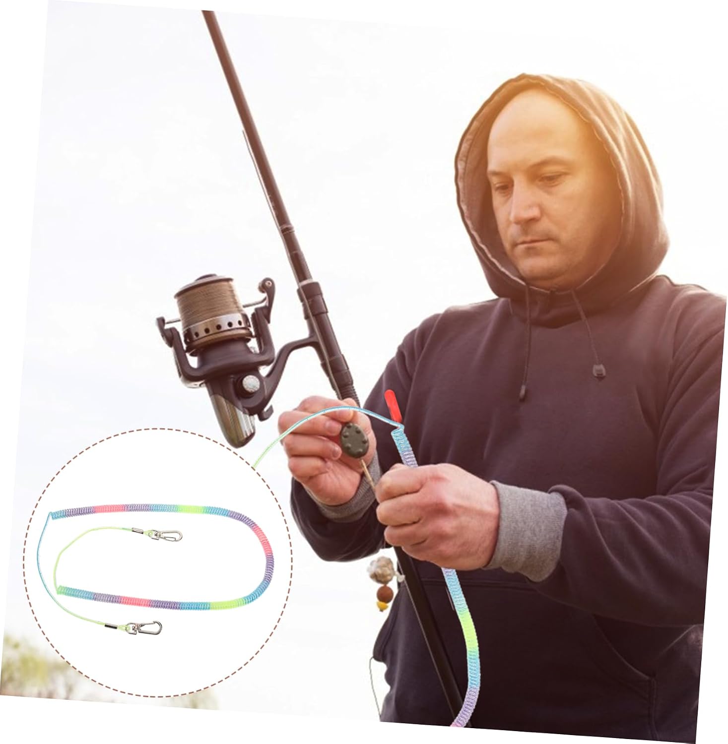Kisangel Heavy Duty Elastic Fishing Lanyard with Stainless Steel Clasp High Elasticity Safety Rope for Sea and Freshwater Angling and Wear Resistant Tool Tether for Fishing Pliers and Outdoor Gear