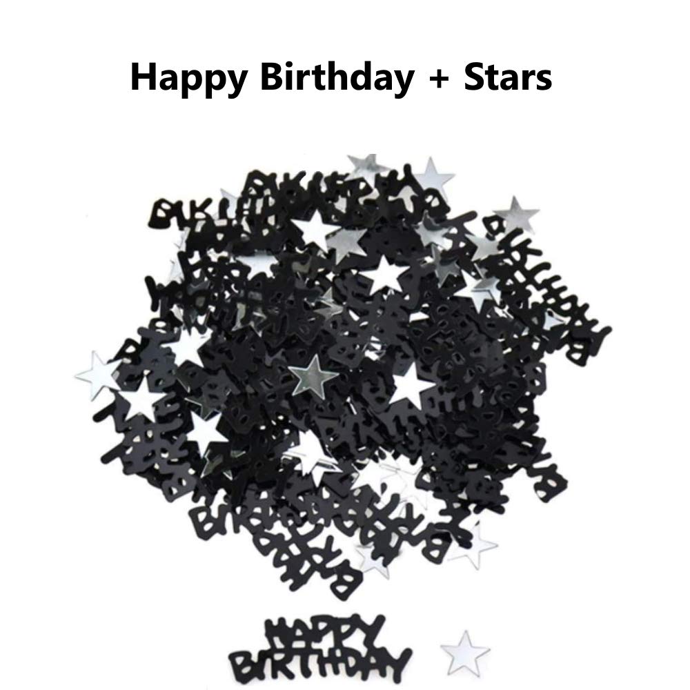Happy Birthday Konfetti Schwarz – Ca. 600 Stück, PVC, Für Tischdekoration, Partyzubehör