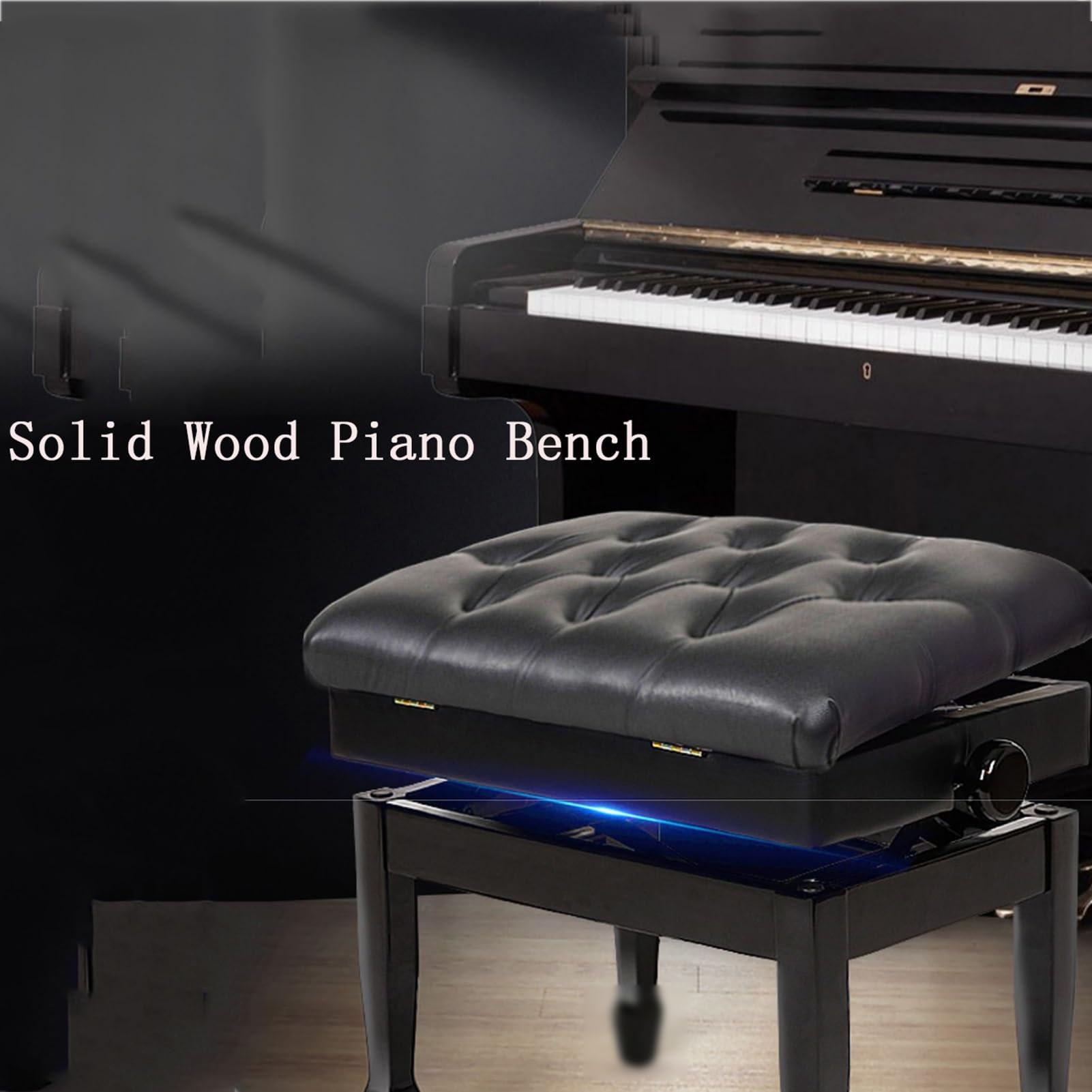 Panca per pianoforte in legno massiccio resistente con capacità di carico di 440 kg, ideale per adulti e bambini a scuola e concerti (bianco)
