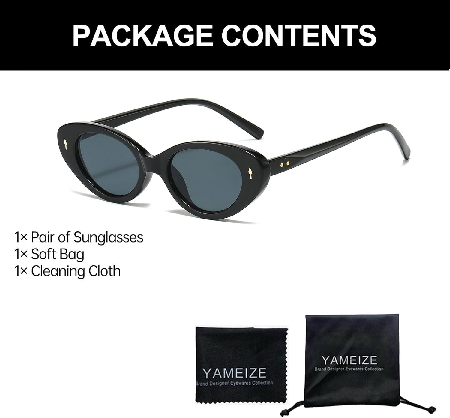 YAMEIZE Retro Cat Eyes Small Oval Sunglasses - for Women Men Classic Oval Vintage Shades UV400 Protection Driving Outdoor - Image 4